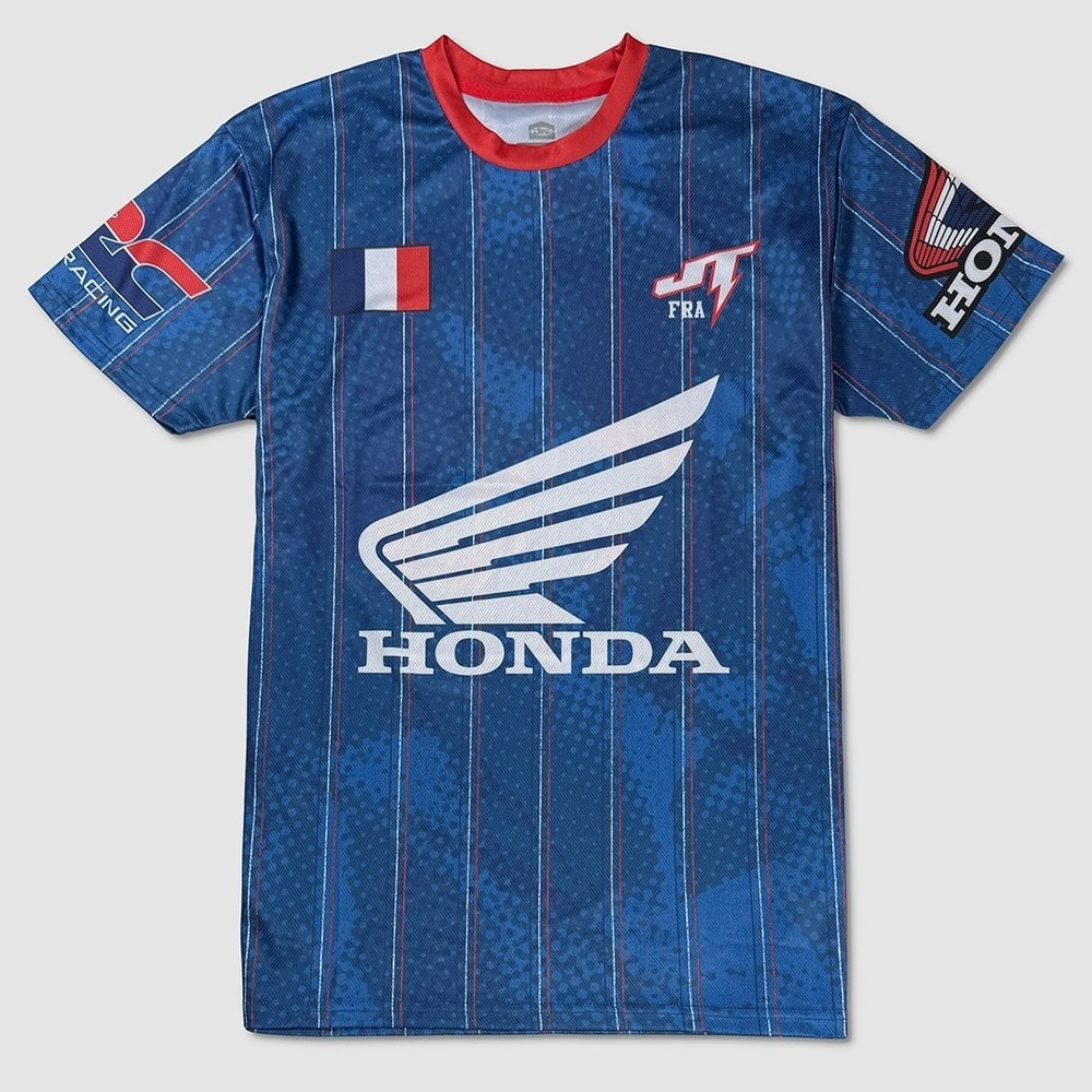 JT Racing Honda France Jersey / Shirt - NWT Mens Large Blue / Multi - #49819-M4